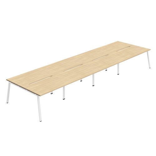 Synergy 8P Bench Desk 1400X800mm A-Frame Nova Oak/White