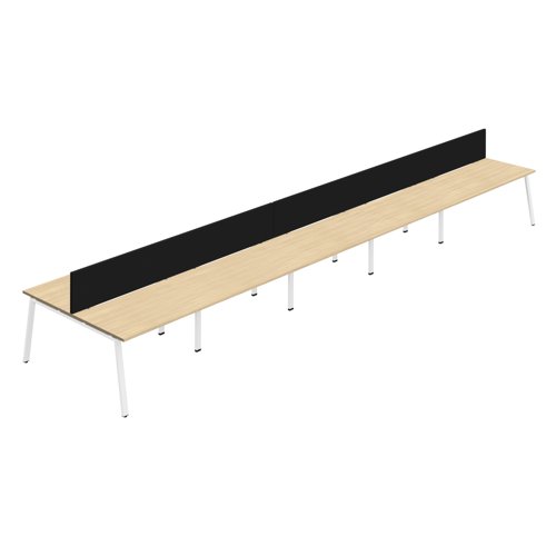 Synergy 10P Bench Desk 1400X800mm A-Frame Nova Oak/White Black Screen