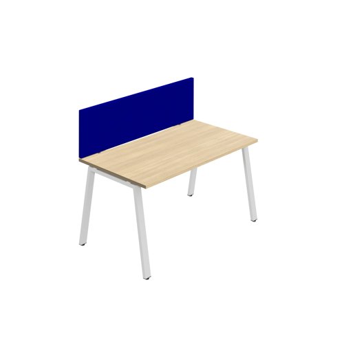 Synergy 1SP Bench Desk 1400X800mm A-Frame Nova Oak/White Royal Blue Screen