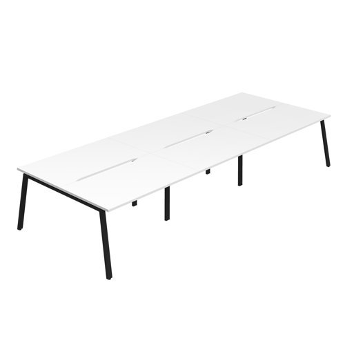 Synergy 6P Bench Desk 1400X800mm A-Frame White/Black