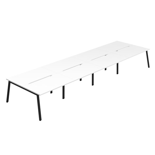 Synergy 8P Bench Desk 1400X800mm A-Frame White/Black