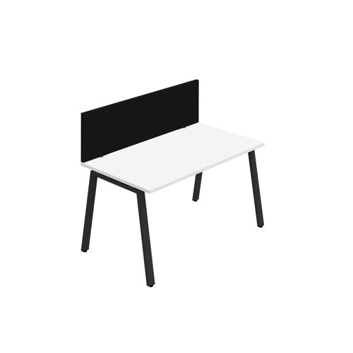 Synergy 1SP Bench Desk 1400X800mm A-Frame White/Black Black Screen