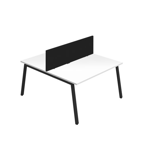 Synergy 2P Bench Desk 1400X800mm A-Frame White/Black Black Screen