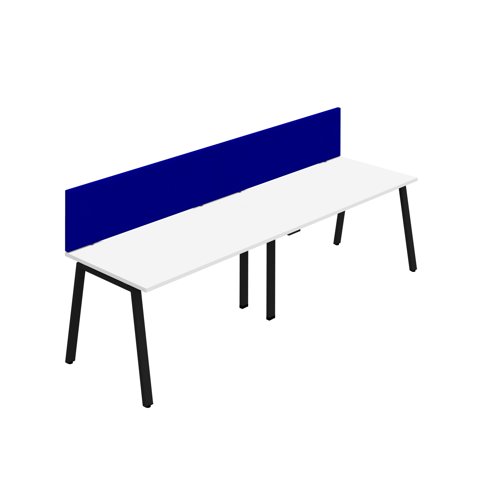 Synergy 2SP Bench Desk 1400X800mm A-Frame White/Black Royal Blue Screen