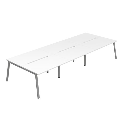 Synergy 6P Bench Desk 1400X800mm A-Frame White/Silver