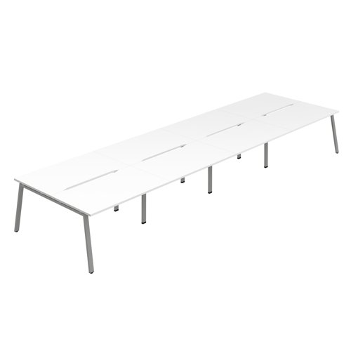 Synergy 8P Bench Desk 1400X800mm A-Frame White/Silver