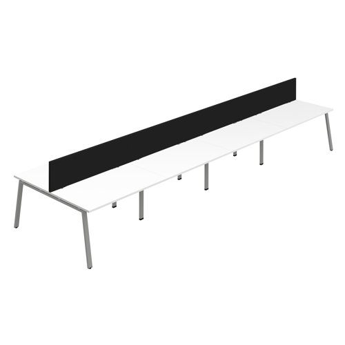 Synergy 8P Bench Desk 1400X800mm A-Frame White/Silver Black Screen