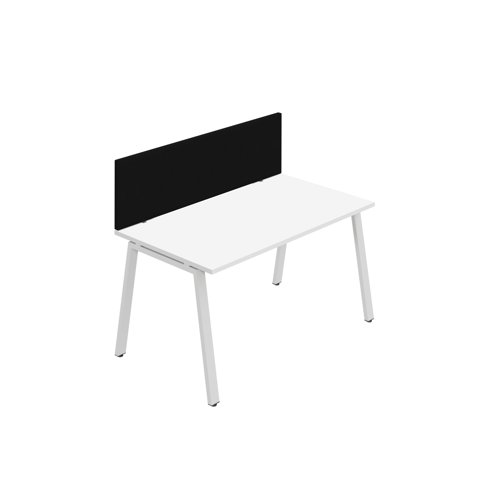 Synergy 1SP Bench Desk 1400X800mm A-Frame White/White Black Screen