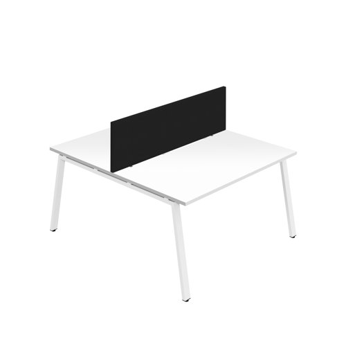 Synergy 2P Bench Desk 1400X800mm A-Frame White/White Black Screen