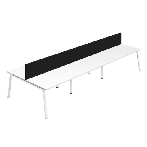 Synergy 6P Bench Desk 1400X800mm A-Frame White/White Black Screen