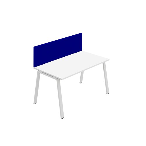 Synergy 1SP Bench Desk 1400X800mm A-Frame White/White Royal Blue Screen