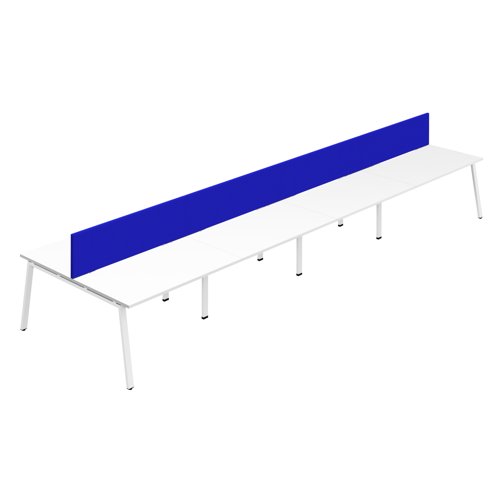 Synergy 8P Bench Desk 1400X800mm A-Frame White/White Royal Blue Screen