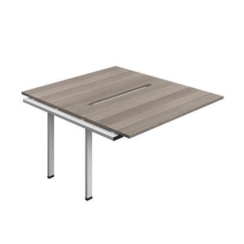 Synergy Bench Extension with Cut Out: 2 Person (FSC) : 1400 800 Grey Oak/Silver