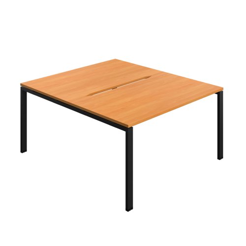 Synergy Bench with Cut Out: 2 Person (FSC) : Goal Post Leg : 1400 800 Beech/Black