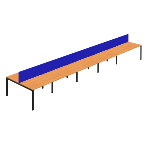 Synergy 10P Bench Desk 1400X800mm GoalPost Beech/Black Royal Blue Screen