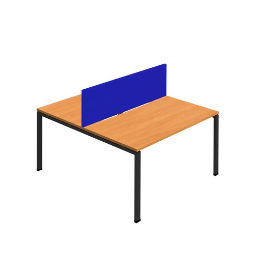 Synergy 2P Bench Desk 1400X800mm GoalPost Beech/Black Royal Blue Screen