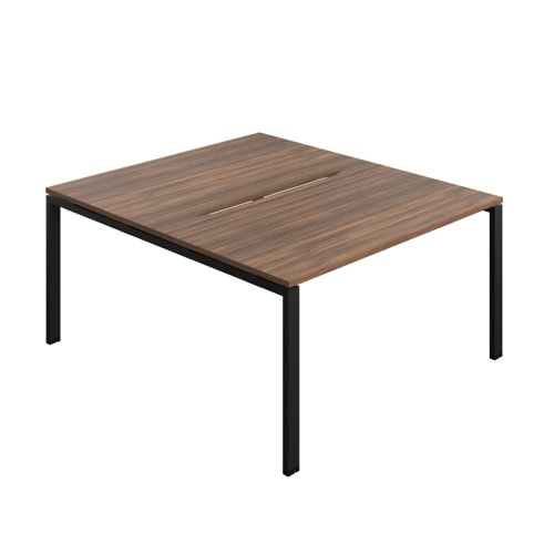 Synergy Bench with Cut Out: 2 Person (FSC) : Goal Post Leg : 1400 800 Dark Walnut/Black