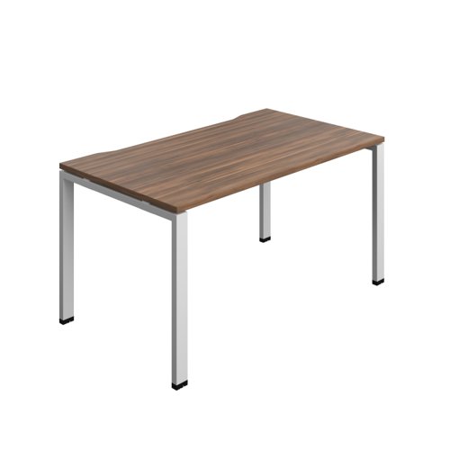 Synergy Bench with Cut Out: 1 Person (FSC) : Goal Post Leg : 1400 800 Dark Walnut/Silver
