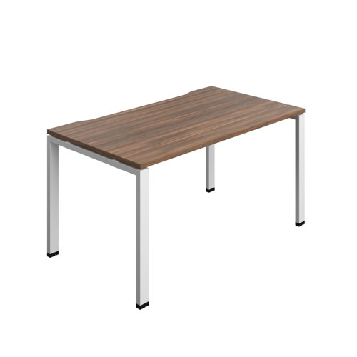 Synergy Bench with Cut Out: 1 Person (FSC) : Goal Post Leg : 1400 800 Dark Walnut/White