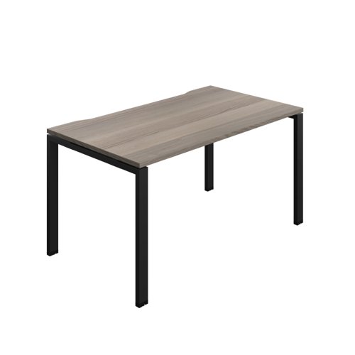Synergy Bench with Cut Out: 1 Person (FSC) : Goal Post Leg : 1400 800 Grey Oak/Black
