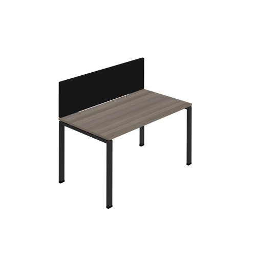 Synergy 1SP Bench Desk 1400X800mm GoalPost Grey Oak/Black Black Screen