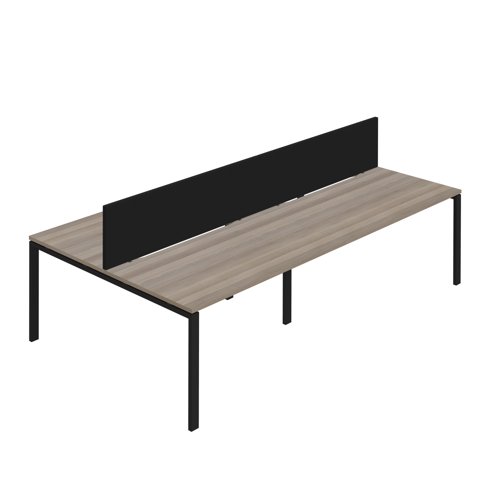 Synergy 4P Bench Desk 1400X800mm GoalPost Grey Oak/Black Black Screen