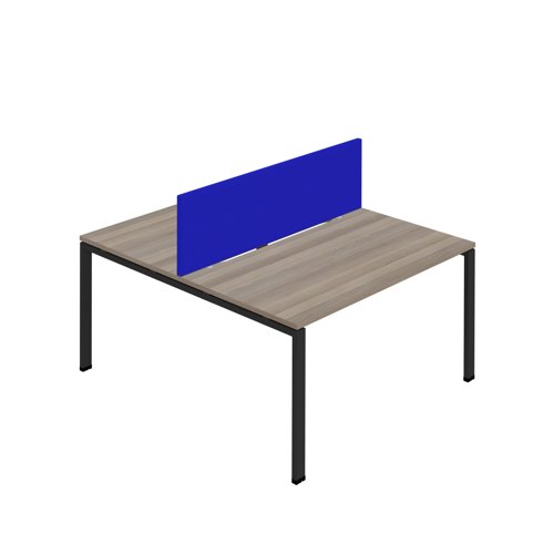 Synergy 2P Bench Desk 1400X800mm GoalPost Grey Oak/Black Royal Blue Screen
