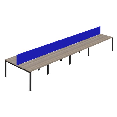 Synergy 8P Bench Desk 1400X800mm GoalPost Grey Oak/Black Royal Blue Screen