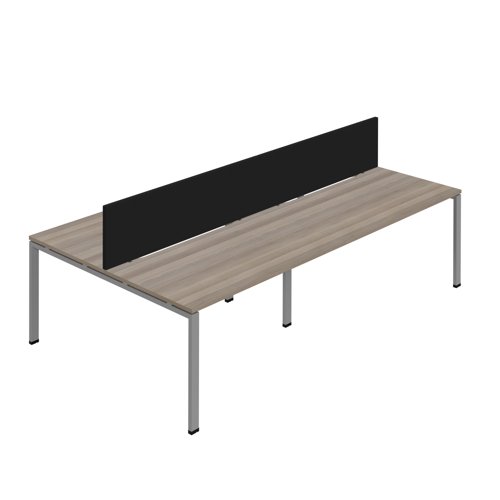 Synergy 4P Bench Desk 1400X800mm GoalPost Grey Oak/Silver Black Screen