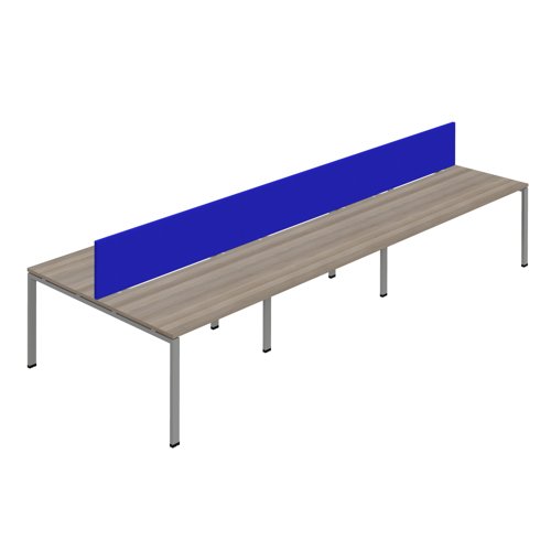 Synergy 6P Bench Desk 1400X800mm GoalPost Grey Oak/Silver Royal Blue Screen