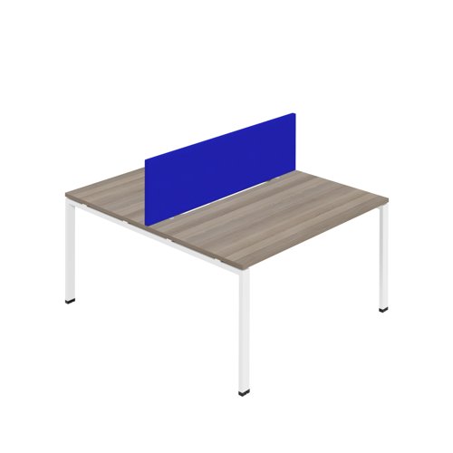 Synergy 2P Bench Desk 1400X800mm GoalPost Grey Oak/White Royal Blue Screen