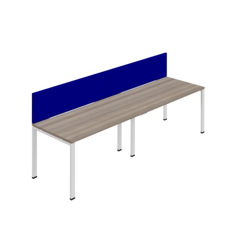 Synergy 2SP Bench Desk 1400X800mm GoalPost Grey Oak/White Royal Blue Screen