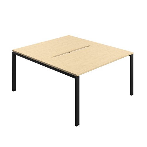 Synergy Bench with Cut Out: 2 Person (FSC) : Goal Post Leg : 1400 800 Maple/Black