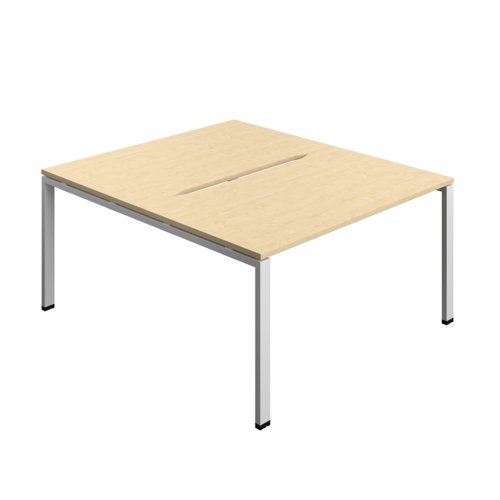 Synergy Bench with Cut Out: 2 Person (FSC) : Goal Post Leg : 1400 800 Maple/Silver
