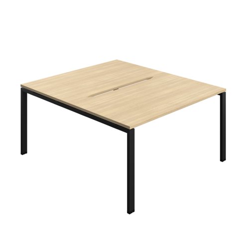 Synergy Bench with Cut Out: 2 Person (FSC) : Goal Post Leg : 1400 800 Nova Oak/Black