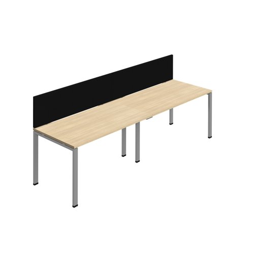 Synergy 2SP Bench Desk 1400X800mm GoalPost Nova Oak/Silver Black Screen