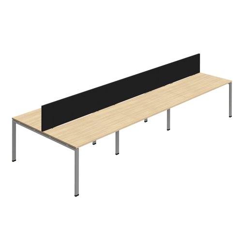 Synergy 6P Bench Desk 1400X800mm GoalPost Nova Oak/Silver Black Screen