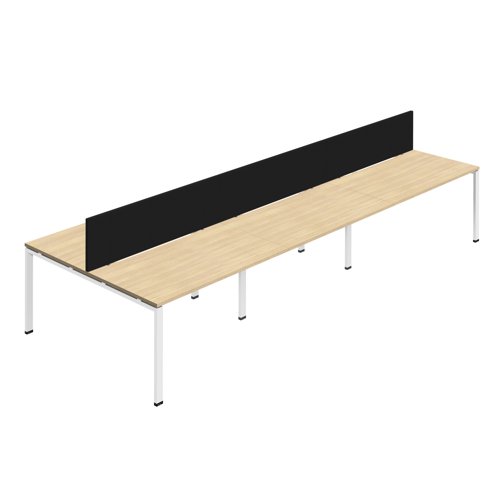 Synergy 6P Bench Desk 1400X800mm GoalPost Nova Oak/White Black Screen
