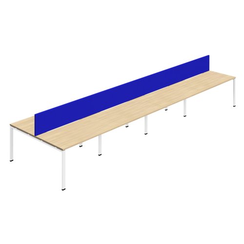 Synergy 8P Bench Desk 1400X800mm GoalPost Nova Oak/White Royal Blue Screen