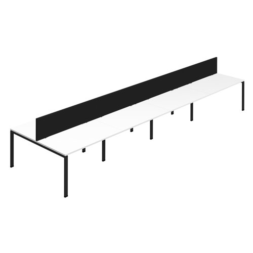 Synergy 8P Bench Desk 1400X800mm GoalPost White/Black Black Screen