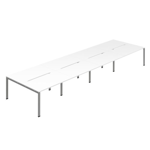 Synergy 8P Bench Desk 1400X800mm GoalPost White/Silver