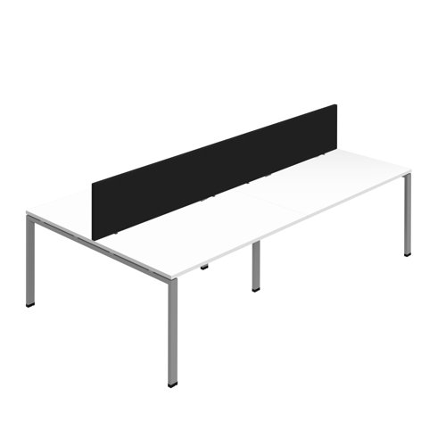 Synergy 4P Bench Desk 1400X800mm GoalPost White/Silver Black Screen