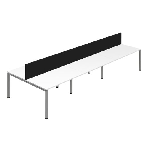 Synergy 6P Bench Desk 1400X800mm GoalPost White/Silver Black Screen