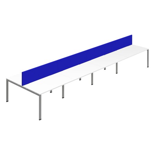 Synergy 8P Bench Desk 1400X800mm GoalPost White/Silver Royal Blue Screen