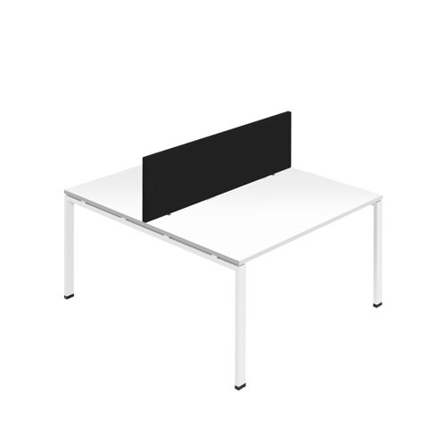 Synergy 2P Bench Desk 1400X800mm GoalPost White/White Black Screen
