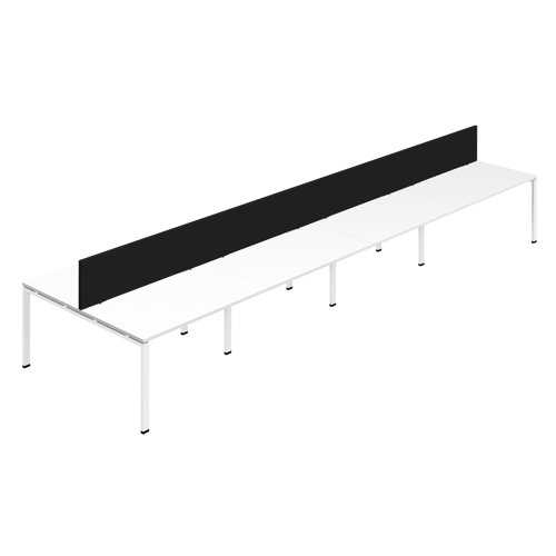 Synergy 8P Bench Desk 1400X800mm GoalPost White/White Black Screen