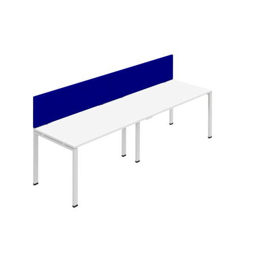 Synergy 2SP Bench Desk 1400X800mm GoalPost White/White Royal Blue Screen