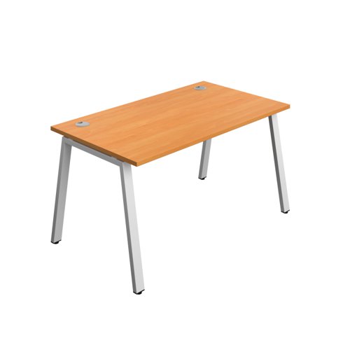 Synergy Bench with Cable Ports: 1 Person (FSC) : A-Frame Leg : 1400 800 Beech/Silver