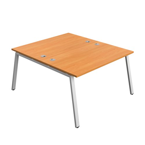 Synergy Bench with Cable Ports: 2 Person (FSC) : A-Frame Leg : 1400 800 Beech/Silver