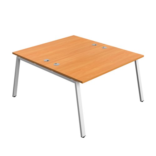 Synergy Bench with Cable Ports: 2 Person (FSC) : A-Frame Leg : 1400 800 Beech/White